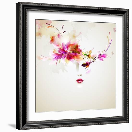 Beautiful Fashion Women With Abstract Design Elements-artant-Framed Art Print