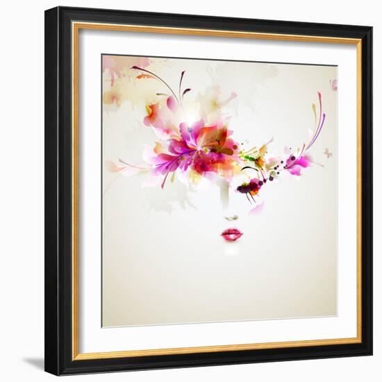 Beautiful Fashion Women With Abstract Design Elements-artant-Framed Art Print