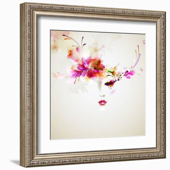 Beautiful Fashion Women With Abstract Design Elements-artant-Framed Art Print