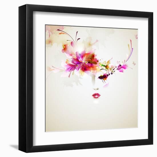 Beautiful Fashion Women With Abstract Design Elements-artant-Framed Art Print