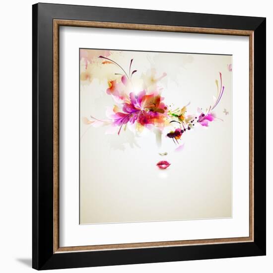 Beautiful Fashion Women With Abstract Design Elements-artant-Framed Art Print