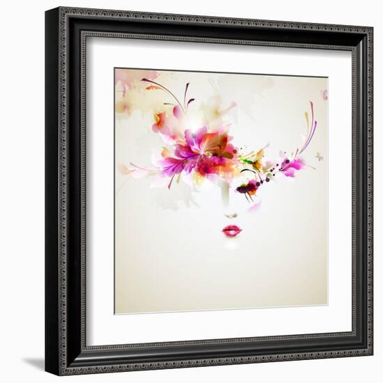 Beautiful Fashion Women With Abstract Design Elements-artant-Framed Art Print