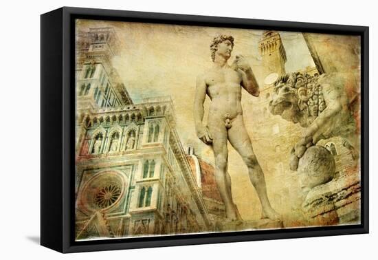 Beautiful Florence -Artistic Collage-Maugli-l-Framed Stretched Canvas