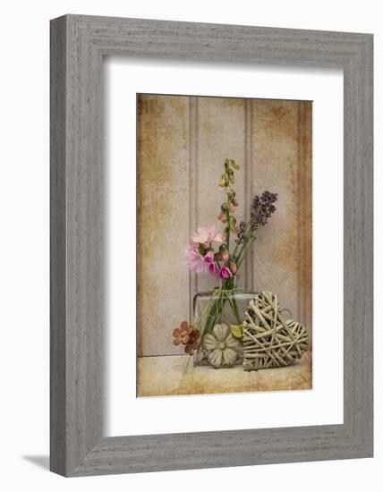 Beautiful Flower in Vase with Heart Still Life Love Concept-Veneratio-Framed Photographic Print