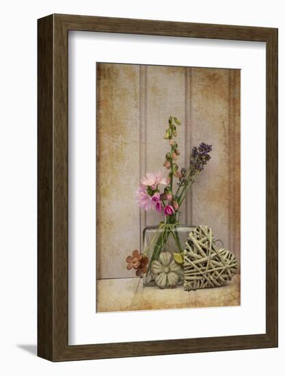 Beautiful Flower in Vase with Heart Still Life Love Concept-Veneratio-Framed Photographic Print