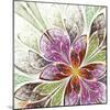 Beautiful Fractal Flower in Beige, Green and Violet-velirina-Mounted Art Print