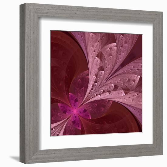 Beautiful Fractal Flower in Vinous and Purple-velirina-Framed Art Print