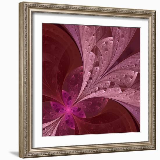 Beautiful Fractal Flower in Vinous and Purple-velirina-Framed Art Print