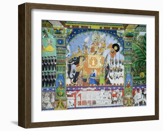 Beautiful Frescoes on Walls of the Juna Mahal Fort, Dungarpur, Rajasthan State, India-R H Productions-Framed Photographic Print