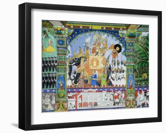 Beautiful Frescoes on Walls of the Juna Mahal Fort, Dungarpur, Rajasthan State, India-R H Productions-Framed Photographic Print