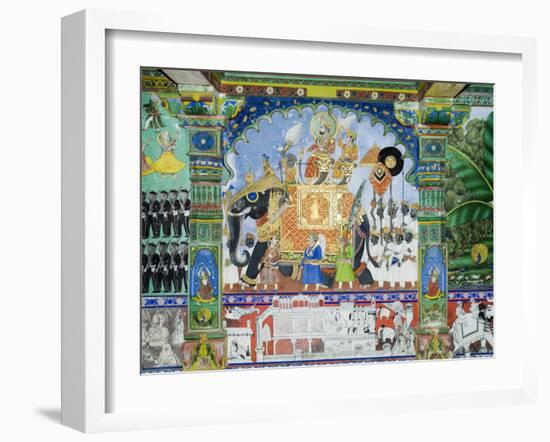 Beautiful Frescoes on Walls of the Juna Mahal Fort, Dungarpur, Rajasthan State, India-R H Productions-Framed Photographic Print