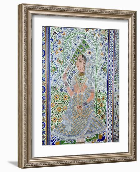 Beautiful Frescoes on Walls of the Juna Mahal Fort, Dungarpur, Rajasthan State, India-R H Productions-Framed Photographic Print