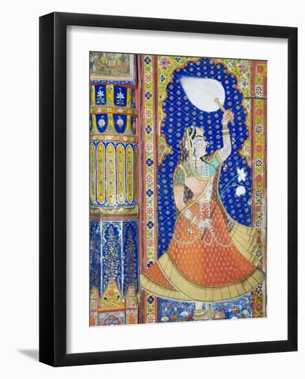 Beautiful Frescoes on Walls of the Juna Mahal Fort, Dungarpur, Rajasthan State, India-R H Productions-Framed Photographic Print