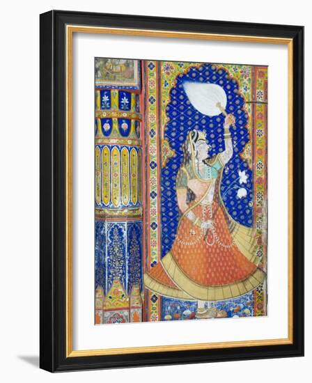 Beautiful Frescoes on Walls of the Juna Mahal Fort, Dungarpur, Rajasthan State, India-R H Productions-Framed Photographic Print