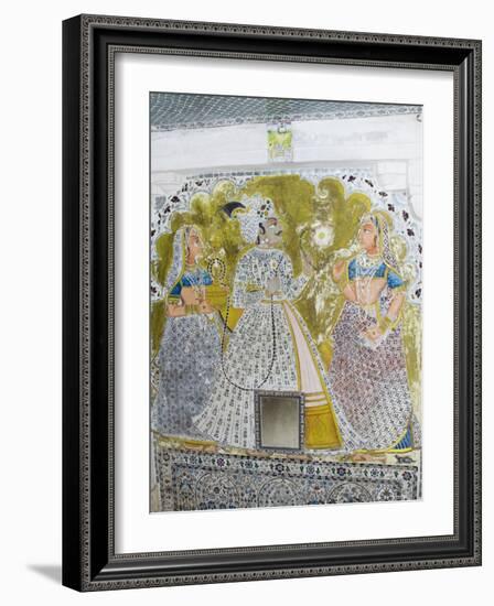 Beautiful Frescoes on Walls of the Juna Mahal Fort, Dungarpur, Rajasthan State, India-R H Productions-Framed Photographic Print