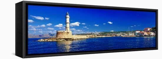 Beautiful Greek Islands Series - Crete ,Panorama with Light House-Maugli-l-Framed Premier Image Canvas