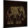 Beautiful Hand-Drawn Tribal Style Elephant. Golden Design with Boho Mandala Patterns, Ornaments. Et-Gorbash Varvara-Mounted Art Print