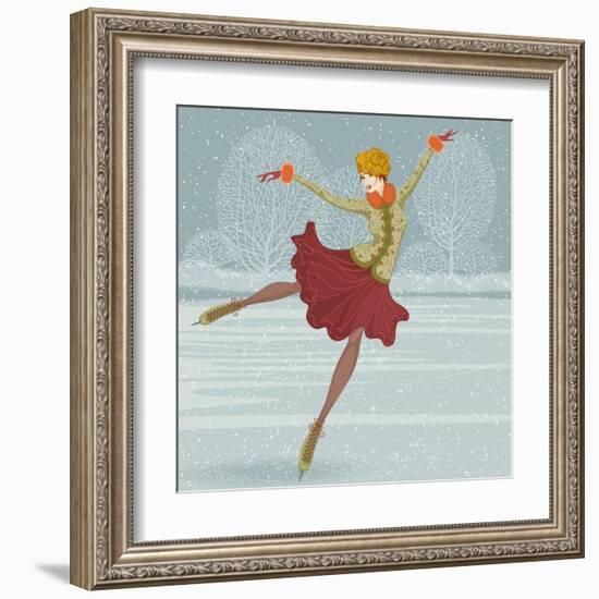 Beautiful Ice Skater-Milovelen-Framed Art Print