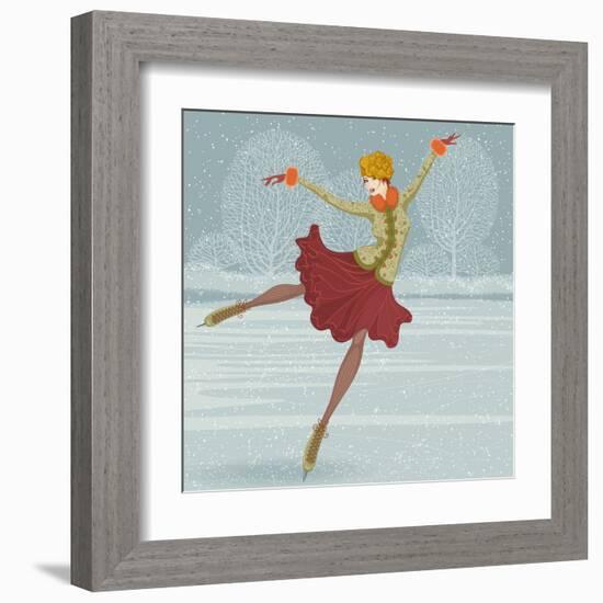 Beautiful Ice Skater-Milovelen-Framed Art Print