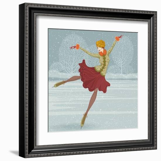 Beautiful Ice Skater-Milovelen-Framed Art Print