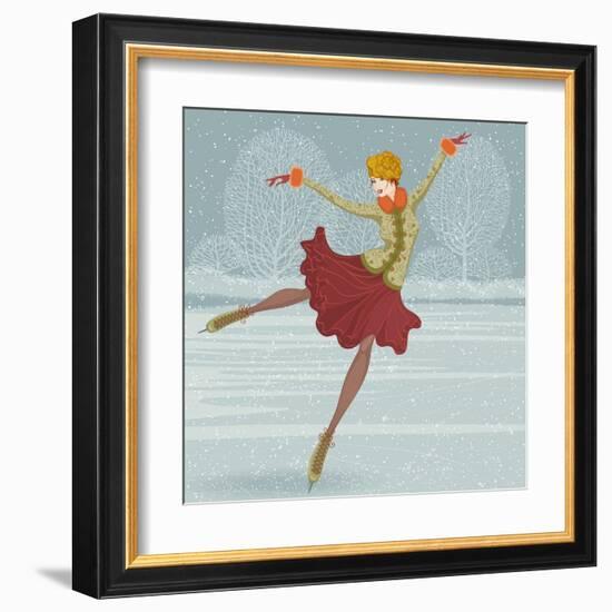 Beautiful Ice Skater-Milovelen-Framed Art Print