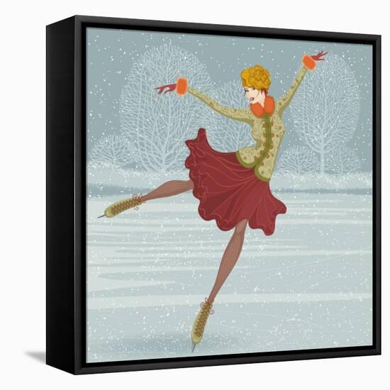 Beautiful Ice Skater-Milovelen-Framed Stretched Canvas