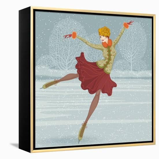 Beautiful Ice Skater-Milovelen-Framed Stretched Canvas