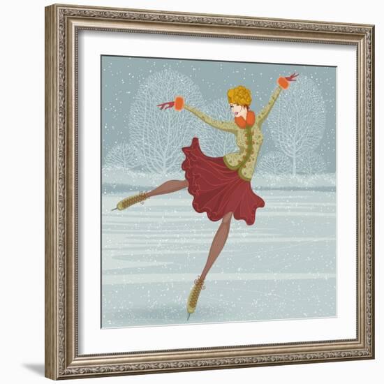 Beautiful Ice Skater-Milovelen-Framed Art Print