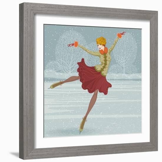 Beautiful Ice Skater-Milovelen-Framed Art Print