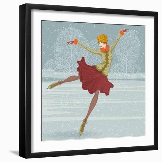 Beautiful Ice Skater-Milovelen-Framed Art Print