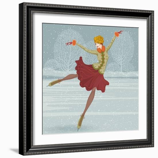 Beautiful Ice Skater-Milovelen-Framed Art Print