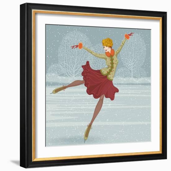 Beautiful Ice Skater-Milovelen-Framed Art Print