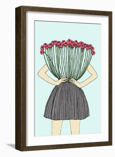 Beautiful Illustration of Woman with Flower Upper Body-Marina BH-Framed Art Print