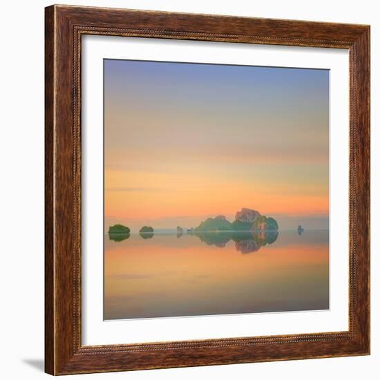 Beautiful Image of Sunset with Colorful Sky and Longtail Boat on the Sea Tropical Beach. Thailand-Hanna Slavinska-Framed Photographic Print