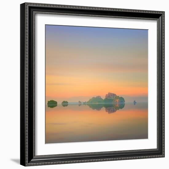 Beautiful Image of Sunset with Colorful Sky and Longtail Boat on the Sea Tropical Beach. Thailand-Hanna Slavinska-Framed Photographic Print