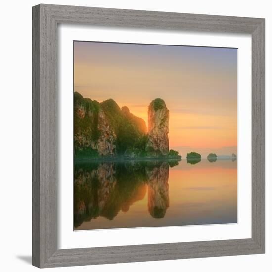 Beautiful Image of Sunset with Colorful Sky and Longtail Boat on the Sea Tropical Beach. Thailand-Hanna Slavinska-Framed Photographic Print