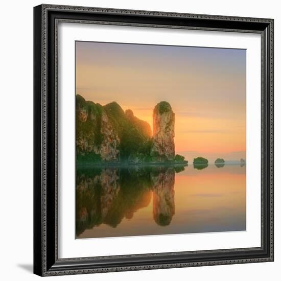 Beautiful Image of Sunset with Colorful Sky and Longtail Boat on the Sea Tropical Beach. Thailand-Hanna Slavinska-Framed Photographic Print