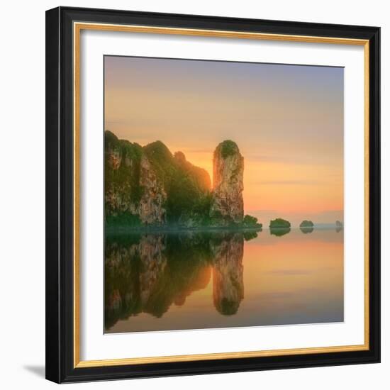 Beautiful Image of Sunset with Colorful Sky and Longtail Boat on the Sea Tropical Beach. Thailand-Hanna Slavinska-Framed Photographic Print