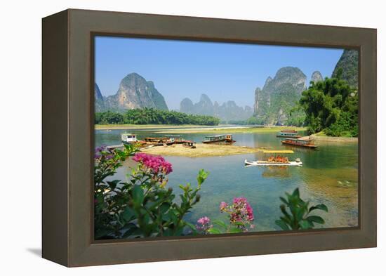Beautiful Karst Mountain Landscape in Yangshuo Guilin, China-kenny001-Framed Premier Image Canvas