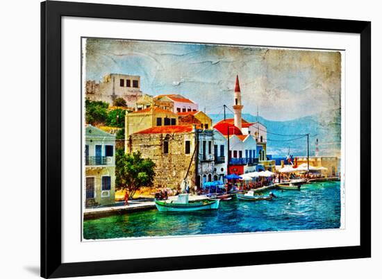 Beautiful Kastelorizo Bay (Greece, Dodecanes) - Artwork In Painting Style-Maugli-l-Framed Art Print