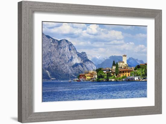 Beautiful Lago Di Garda, North of Italy. View with Castle in Malcesine-Maugli-l-Framed Photographic Print