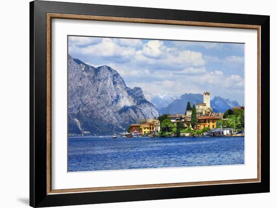 Beautiful Lago Di Garda, North of Italy. View with Castle in Malcesine-Maugli-l-Framed Photographic Print