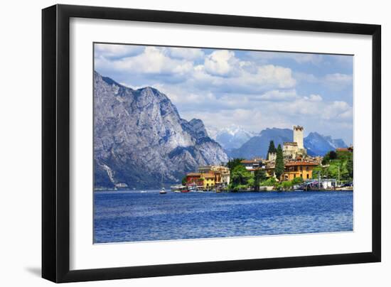 Beautiful Lago Di Garda, North of Italy. View with Castle in Malcesine-Maugli-l-Framed Photographic Print