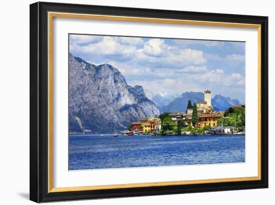 Beautiful Lago Di Garda, North of Italy. View with Castle in Malcesine-Maugli-l-Framed Photographic Print