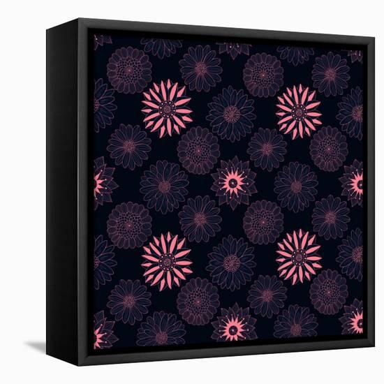 Beautiful Line Dark Flowers-nad_o-Framed Stretched Canvas