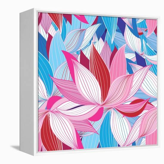 Beautiful Lotus Flower Pattern-Tatiana Korchemkina-Framed Stretched Canvas