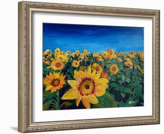 Beautiful Morning At Sunflower Fields-Markus Bleichner-Framed Art Print