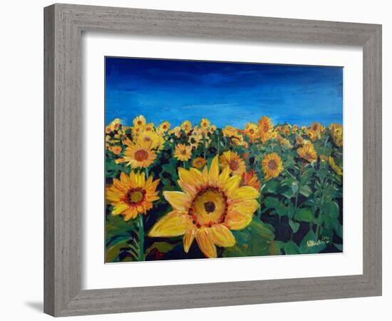 Beautiful Morning At Sunflower Fields-Markus Bleichner-Framed Art Print