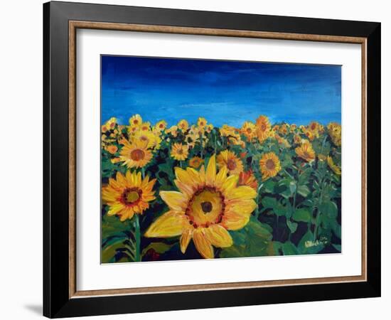 Beautiful Morning At Sunflower Fields-Markus Bleichner-Framed Art Print