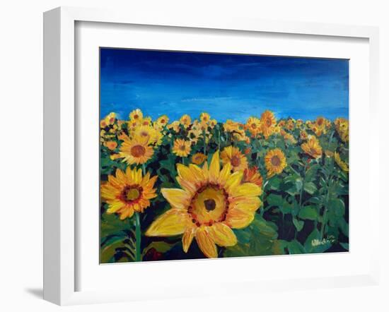 Beautiful Morning At Sunflower Fields-Markus Bleichner-Framed Art Print